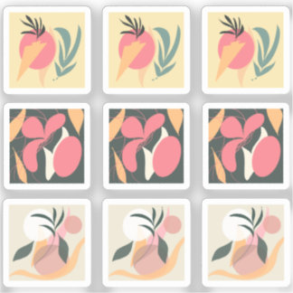 Sticker Dessin de plantes abstraites encadré