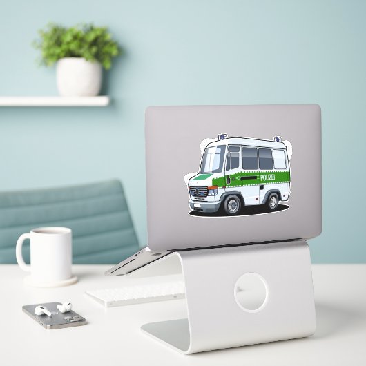Sticker Dessin de police Van (Ordinateur portable sur le bureau)