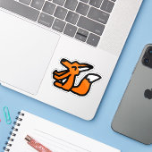 Sticker Dessin de renard amusant (Ordinateur portable avec iPhone)