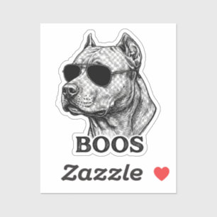 Sticker Dessin de tatouage à l'encre de Pitbull BOOS avec 