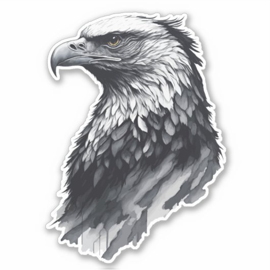 Sticker Dessin d'encre Tête d'aigle (Devant)