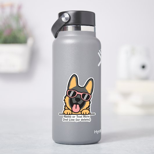 Sticker Dessin du chien berger allemand Ajouter un nom Tex (HydroFlask)