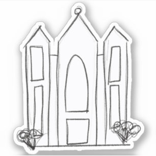 Sticker Dessin du temple de Salt Lake City des enfants mor