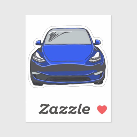 Sticker Dessin du véhicule électrique bleu VUS (Feuille)