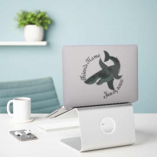 Sticker Dessin d'un grand contour de requin blanc effrayan (Ordinateur portable sur le bureau)