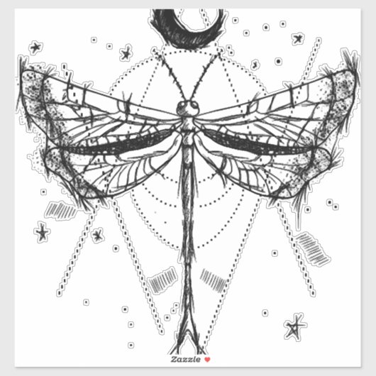 Sticker Dessin d'une libellule dans le style boho clair de (Feuille)