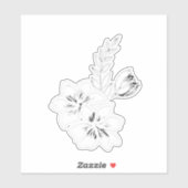 Sticker Dessin floral noir et blanc (Feuille)