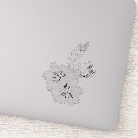 Sticker Dessin floral noir et blanc (Détail)