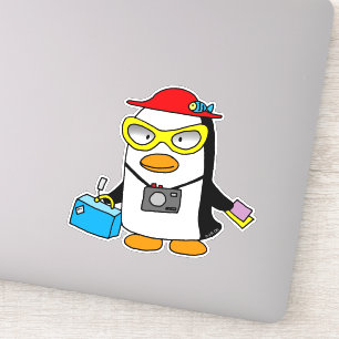 Sticker dessin humoristique touristique de pingouin