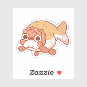 Sticker Dessin mignon de poisson rouge Ranchu Derpy