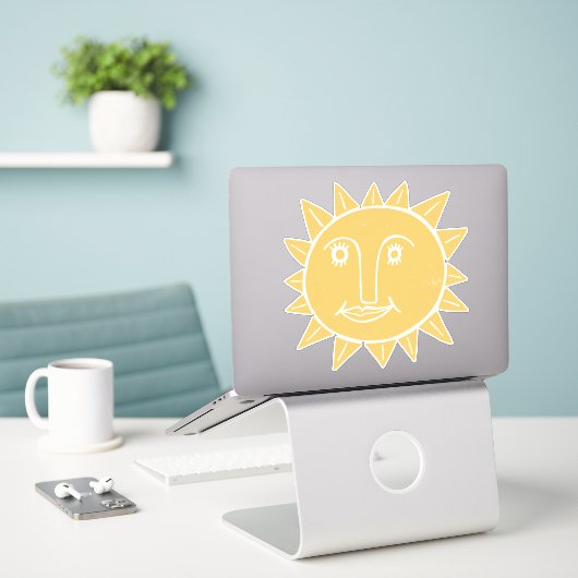 Sticker Dessin moderne Artsy Sun tendance (Ordinateur portable sur le bureau)