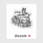 Sticker Dessin photo avec votre nom (changez-le) (Feuille)