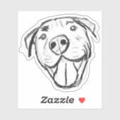 Sticker dessin pitbull simple amoureux des chiens noir bla (Feuille)