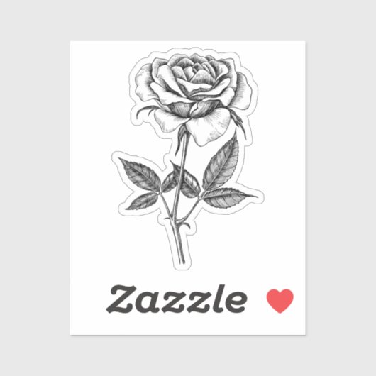 Sticker dessin rose (Feuille)