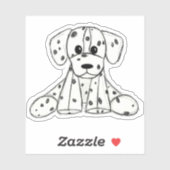 Sticker Dessin simple de contour de chien en peluche dalma (Feuille)