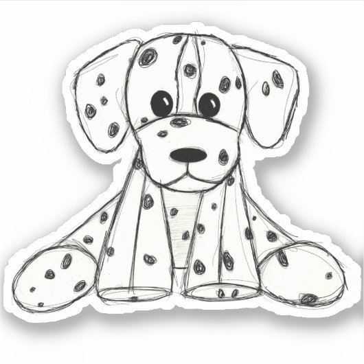 Sticker Dessin simple de contour de chien en peluche dalma (Devant)