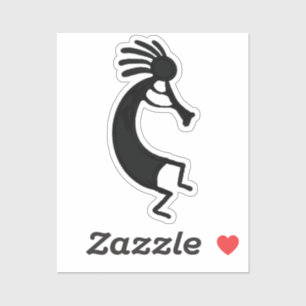 Sticker Dessin simple de Kokopelli en noir