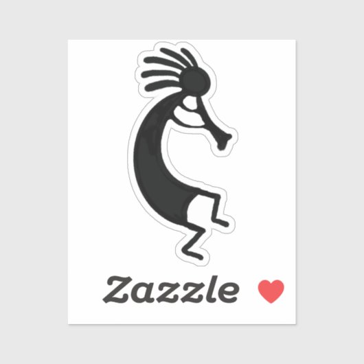 Sticker Dessin simple de Kokopelli en noir (Feuille)