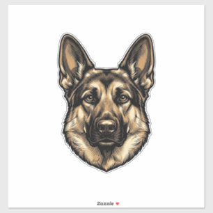 Sticker Dessin vectoriel de chien de berger à la gravure v