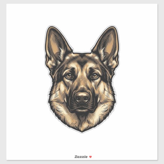 Sticker Dessin vectoriel de chien de berger à la gravure v (Feuille)