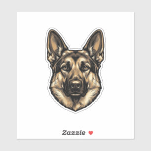 Sticker Dessin vectoriel de chien de berger à la gravure v