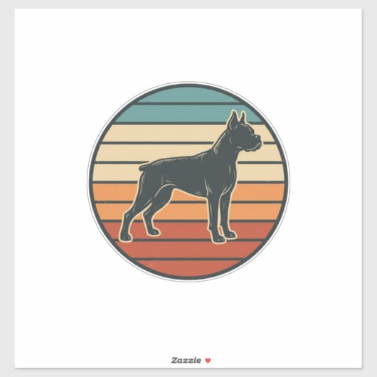 Sticker Dessin vectoriel de gravure de chien Boxer au couc (Feuille)