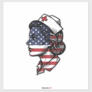 Sticker Dessin vectoriel de profil d'infirmière avec drape