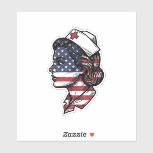 Sticker Dessin vectoriel de profil d'infirmière avec drape (Feuille)