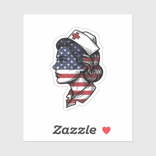 Sticker Dessin vectoriel de profil d'infirmière avec drape (Feuille)