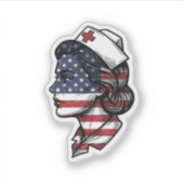 Sticker Dessin vectoriel de profil d'infirmière avec drape (Devant)