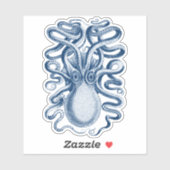 Sticker Dessin Vintage graphique octopus bleu (Feuille)