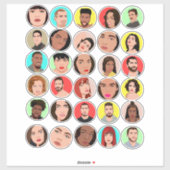 Sticker dessins animés visages races mixtes collage d'art (Feuille)