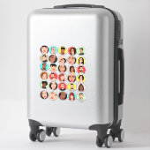 Sticker dessins animés visages races mixtes collage d'art (Sur valise)
