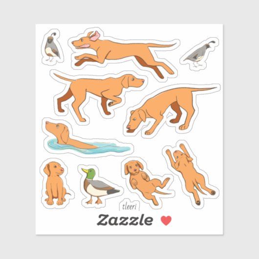 Sticker Dessins stylisés de Vizslas (Feuille)
