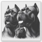 Sticker Detailed Illustration of Three Black Dogs at Rest (Devant)