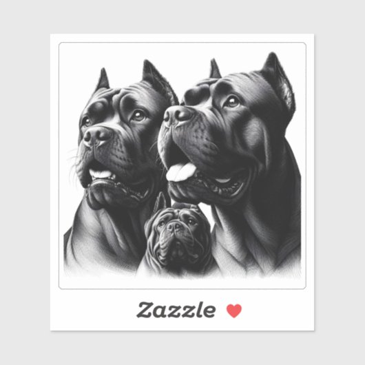 Sticker Detailed Illustration of Three Black Dogs at Rest (Feuille)