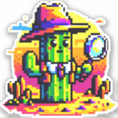 Sticker Détecteur de cactus 8 bits - Mystère de pixels rét (Recto)