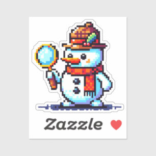 Sticker Détective Snowman - Drôle Pixel Art Mystère d'hive