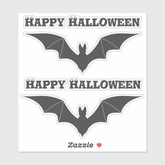 Sticker Deux chauves-souris volantes Solide noir Halloween (Feuille)
