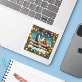 Sticker Deux Chevaux de Cartoon Festif en Bande Dessinée (Ordinateur portable avec iPhone)