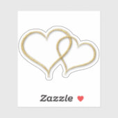 Sticker Deux Coeurs d'or (Feuille)