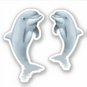 Sticker Deux dauphins debout en forme feuille (Devant)