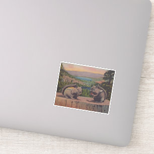 Sticker Deux mignons Chipmunks sur le lac Stump Mountains