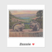 Sticker Deux mignons Chipmunks sur le lac Stump Mountains (Feuille)