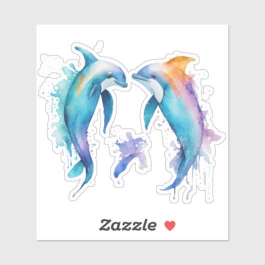 Sticker Deux mignons dauphins (Feuille)