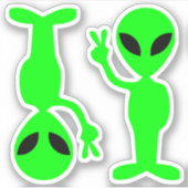 Sticker Deux petits Aliens de paix verts (Devant)