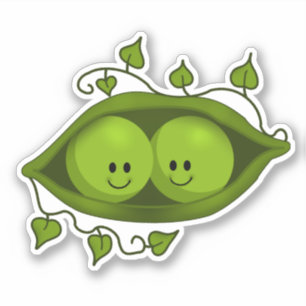 Sticker Deux Petits Pois Adorables Dans Une Cosse