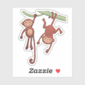 Sticker Deux petits singes (Feuille)