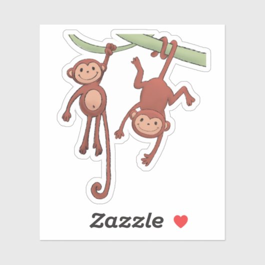 Sticker Deux petits singes (Feuille)