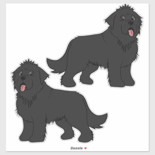Sticker Deux Terre-Neuve noirs solides (Feuille)